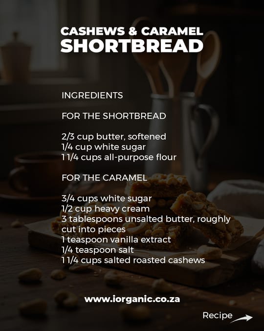 Cashews and Caramel Shortbread recipe card