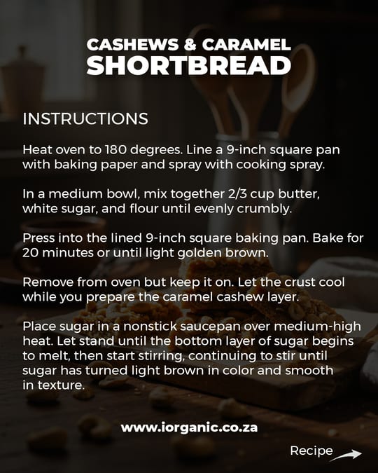 Cashews and Caramel Shortbread recipe card