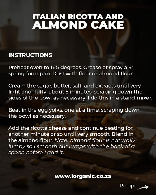 Italian Ricotta and Almond Cake recipe card