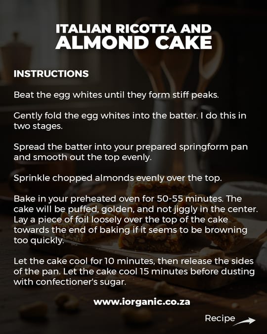 Italian Ricotta and Almond Cake recipe card