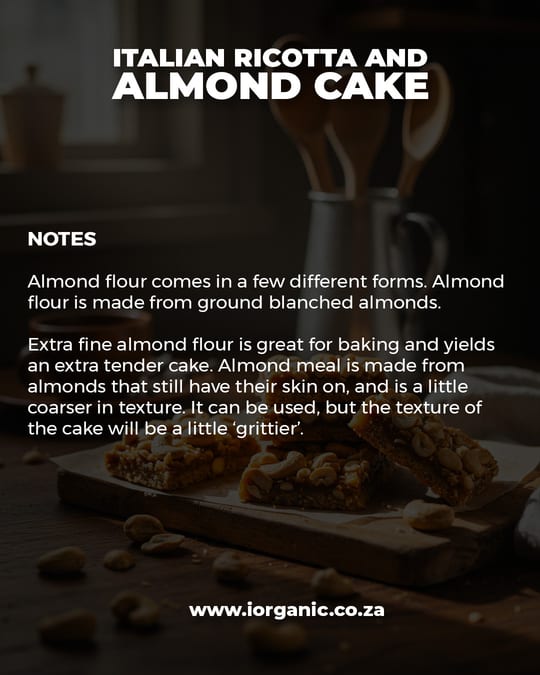 Italian Ricotta and Almond Cake recipe card