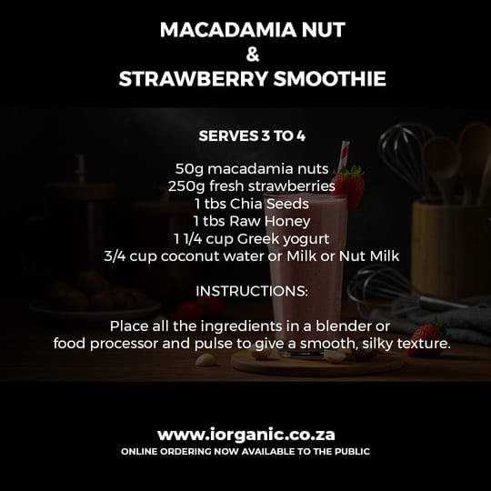 Macadamia Nut & Strawberry Smoothie recipe card
